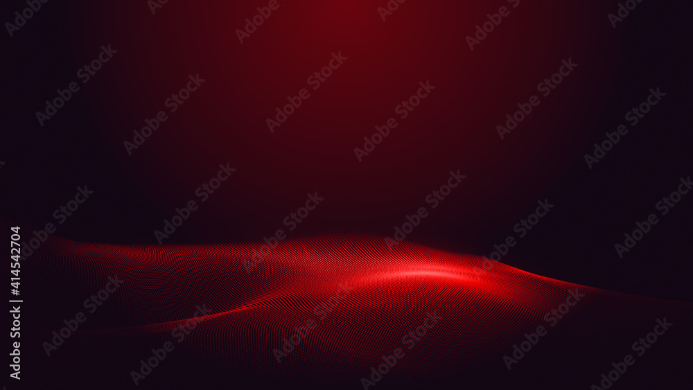 Canvas Prints dot red purple wave line light gradient dark background. abstract technology big data digital backgr