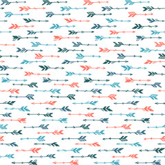 Trendy boho arrows vector seamless pattern. Ethnic rustic design. Tribal indian theme. Cupid arrows