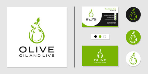 Oil and leaf nature logo and business card design template