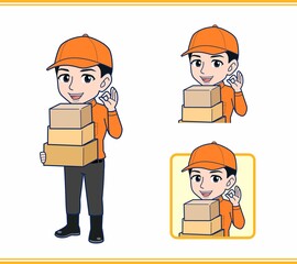 Young man in orange work clothes
