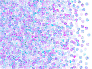 Iridescent foil confetti placer vector background. Circle sparkling paillette elements party decor top view. New Year confetti scatter shining texture.