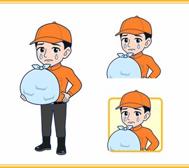 Young man in orange work clothes
