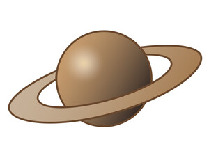 Saturn and its rings - one of the planets of the solar system - vector full color illustration. Outline. Saturn is a gas giant - a planet with rings.