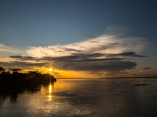 Sunset over the Amazon river
