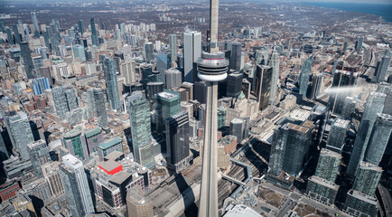 Aerial view of Toronto city skyline, Canada