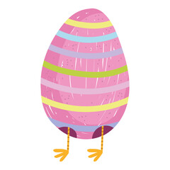 cute easter egg with legs chicken cartoon white background