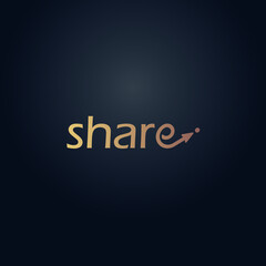 Gold effect share text vector logo design with background