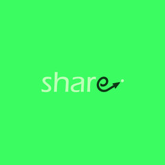 Green share text vector logo design with background