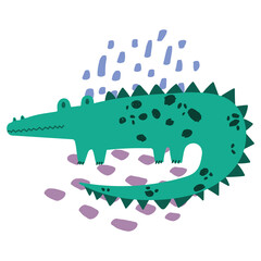 crocodile jungle animal wildlife cartoon hand drawn style