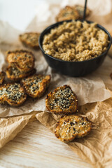 Heart-shaped homemade healthy cookies. Detox. Healthy and wholesome food.