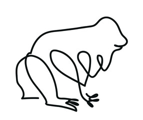 One line drawing of sitting frog.
One continuous line drawing of frog, isolated on white