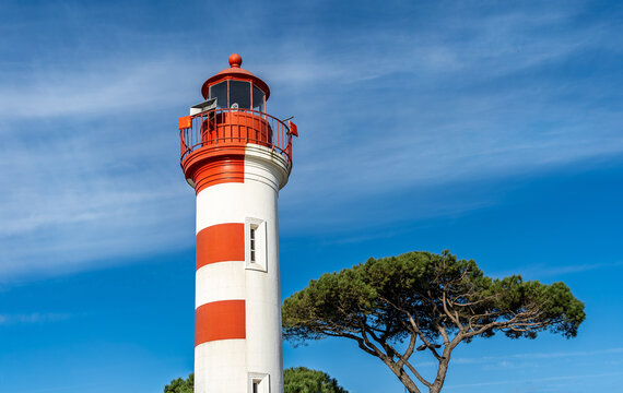 La Rochelle vertical lighthouse on sunny day in south western france