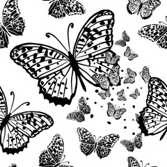 A seamless background with butterflies. Vintage background. Vector illustration