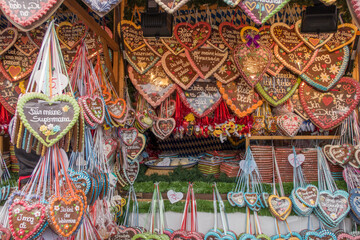 Gingerbread heart cookies Munich Germany Oktoberfest.