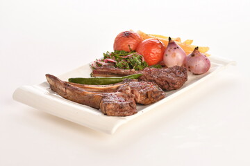 grilled beef steak on white background