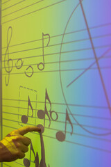 Person Pointing To Whiteboard On Musical Note