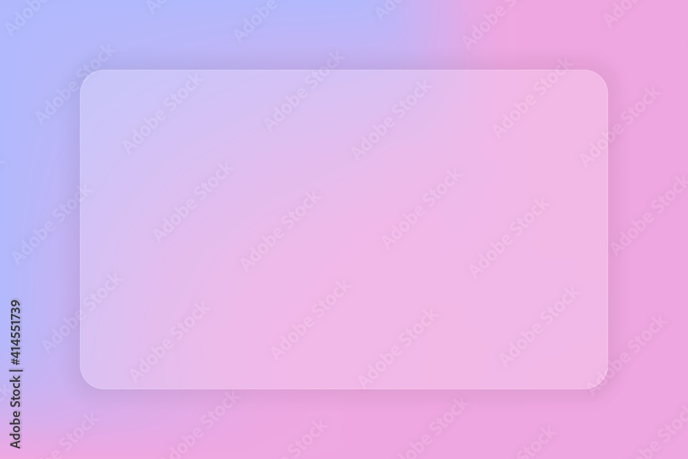 Poster Abstract gradient background. Transparent frame in glass morphism style