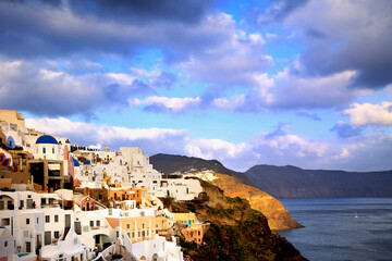 Greece, Santorini, Oia. View of town.