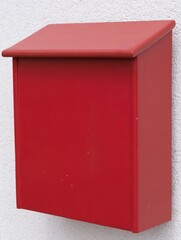 Bright Red Post Box Made Of Wood