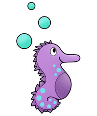 Purple Seahorse Illustration Isolated on white with clipping path
