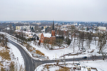 Obraz premium winter landscape from a drone