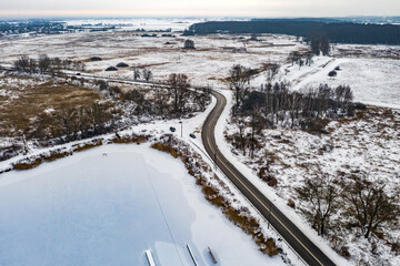 Fototapeta na wymiar winter landscape from a drone