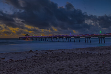 Sunrise over Deerfield Beach Pier, Florida