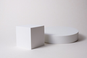 Empty Cube white background for mockup photo shoot studio lighting 