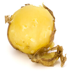 one boiled peeled potato isolated on white background cutout