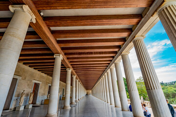 Ancient Agora Marketplace, Stoa of Attalos, Athens, Greece. Agora founded 6th Century BC. Stoa...