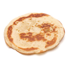 One pancake isolated on white background cutout.