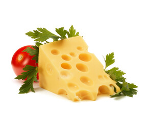 Cheese block isolated on white background cutout