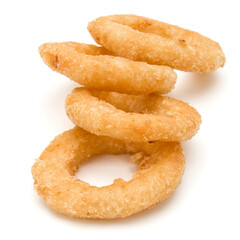 Crispy deep fried onion or Calamari ring isolated on white background
