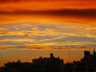 Naklejka premium sunset in the city