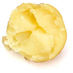 one boiled peeled potato half isolated on white background cutout