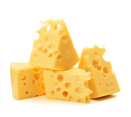 Cheese block isolated on white background cutout