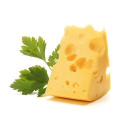 Cheese block isolated on white background cutout
