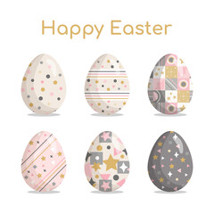 Set of Easter eggs with cute patterns
