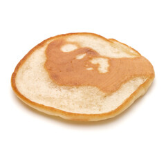 One pancake isolated on white background cutout.