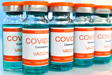 Ampoules with Covid-19 vaccine.