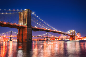 New York city bridge at night