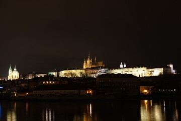 Fototapeta na wymiar Prague Castle by night. Prague, Czech Republic.
