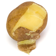 one boiled peeled potato isolated on white background cutout