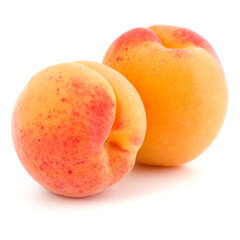 Fototapeta na wymiar Two apricot fruit isolated on white background cutout