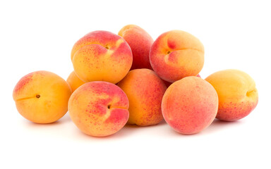 A bunch of apricot fruit isolated on white background cutout
