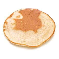 One pancake isolated on white background cutout.