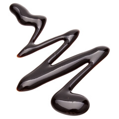 Chocolate syrup drop isolated on white background. Top view. .