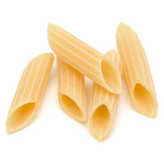Italian pasta isolated on white background. Pennoni. Penne rigate.