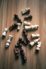 Chess pieces on a wooden table