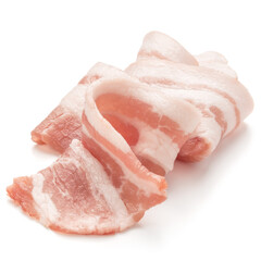 sliced pork bacon isolated on white background cutout